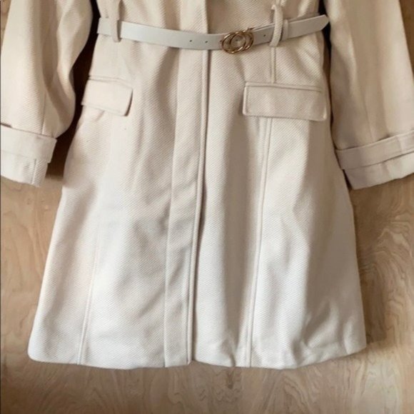 City Chic Cream Color Faux Fur Belted Winter Coat - Picture 7 of 12